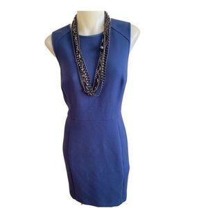 Loft Shift Dress - 8 navy , back  zip , polyester